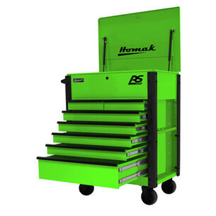 PRODUCTS | Homak 35 in. 7-Drawer Flip-Top Service Cart - Green