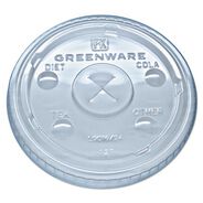 FOOD SERVICE | Fabri-Kal Greenware X-Slot Sugarcane Cold Drink Lids, Fits 16 oz/18 oz/24 oz Cold Cups - Clear (1000/Carton)
