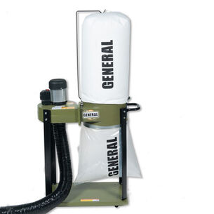 PRODUCTS | General International 110V 1 Phase 1 HP Dual Action Switch Commercial Dust Collector with 2 Micron Bag Filter