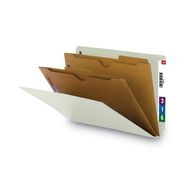 FILE FOLDERS | Smead 6 SafeSHIELD Fasteners 2 Dividers Legal Size X-Heavy End Tab Pressboard Classification Folders - Gray-Green (10/Box)