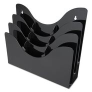DESK SHELVES | Deflecto 13.38 in. x 3.5 in. x 11.5 in. 6 Removable Dividers 3-Tier Document Organizer - Black