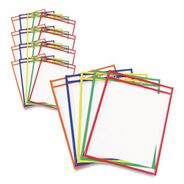 BINDERS AND BINDING SUPPLIES | C-Line Super Heavy-Duty Top Load 9 in. x 12 in. Insert Reusable Dry Erase Pockets - Clear Front, Assorted Border Colors (25/Box)