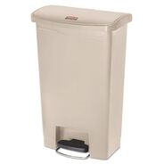 TRASH WASTE BINS | Rubbermaid Commercial Streamline 13-Gallon Resin Front Step Style Step-On Container - Beige