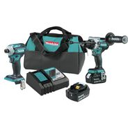 POWER TOOLS | Factory Reconditioned Makita 18V LXT Brushless Lithium-Ion 1/2 in. Cordless Hammer Drill Driver and 4-Speed Impact Driver Combo Kit with 2 Batteries (5 Ah)