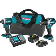 GWP 511593 | Makita 18V LXT Brushless Lithium-Ion 1/2 in. Cordless Hammer Drill Driver and 3-Speed Impact Driver Combo Kit with 2 Batteries (2 Ah/4 Ah)