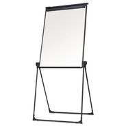 EASELS | MasterVision 28.5 in. x 37.5 in. Folds-to-a-Table Melamine Easel - White Surface/Black Steel Frame