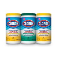 HAND WIPES | Clorox 7 in. x 8 in. 1-Ply Disinfecting Wipes - Fresh Scent/Citrus Blend, White (75/Canister, 3 Canisters/Pack)
