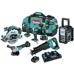 POWER TOOLS | Makita 18V LXT Brushless Lithium-Ion Cordless 7-Tool Combo Kit with 2 Batteries (5 Ah)