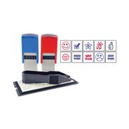 STAMPS AND STAMP SUPPLIES | Trodat Printy 10-in-1 0.63 in. Diameter Self-Inking Teacher Stamp - Blue/Red