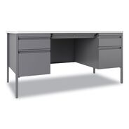 PRODUCTS | Hirsh Industries 60 in. x 30 in. x 29.5 in. Left and Right-Hand Pedestals Box/File Drawer Format Teachers Pedestal Desks - White/Platinum