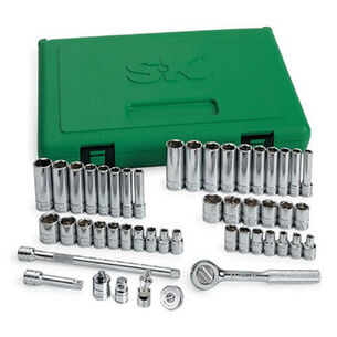  | SK Hand Tool 48 pc. 1/4 in. Drive 6-Point SAE/Metric Standard/Deep Socket Set with Pro Ratchet & Universal Joint