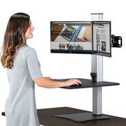 PRODUCTS | Victor 28 in. x 23 in. x 20.25 in. High Rise Electric Dual Monitor Standing Desk Workstation - Black/Aluminum