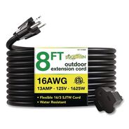 PRODUCTS | GoGreen Power GG-13708BK 16 AWG Outdoor Extension Cord, 8 ft, 13 A, Black