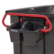 TRASH WASTE BINS | Rubbermaid Commercial BRUTE 25.45 in. x 25.45 in. x 15 in. Ergonomic Rotomolded Tilt Truck Handle and Caddy - Red/Black