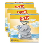 PRODUCTS | Glad ForceFlex 24 in. x 27.38 in. 13 Gallon Kitchen Drawstring Trash Bags - Fresh Clean Scent/White (240/Carton)