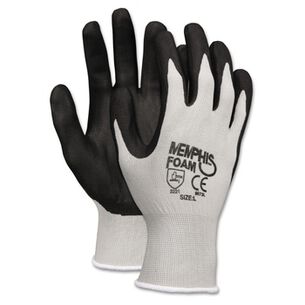 DISPOSABLE GLOVES | MCR Safety Economy Foam Nitrile Gloves - Large, Gray/Black (1 Dozen)