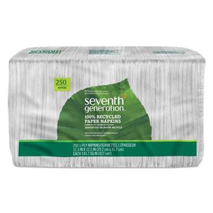 PAPER TOWELS AND NAPKINS | Seventh Generation 100% Recycled 11-1/2 in. x 12-1/2 in. 1-Ply Napkins - White (250/Pack)