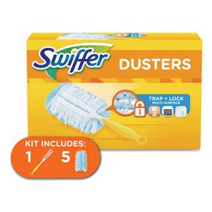 CLEANING TOOLS | Swiffer Dust Lock Fiber 6 in. Handle Dusters Starter Kit - Blue/Yellow (1-Kit)