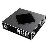 TRASH CANS | Safco 15.25 in. x 15.25 in. x 2 in. Public Square Recycling Container Lid - Black