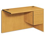 OFFICE DESKS AND WORKSTATIONS | HON 10700 Series 48 in. x 24 in. x 29.5 in. 3/4 Right Pedestal "L" Workstation Return - Harvest