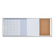OFFICE PRESENTATION SUPPLIES | MasterVision 48 in. x 18 in. Lacquered Steel Surface Aluminum Frame Magnetic Calendar Combo Board - White