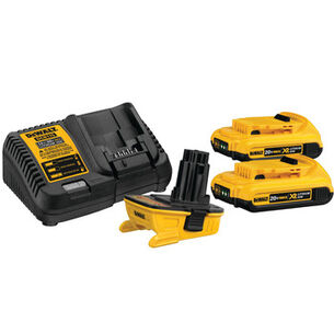 BATTERY AND CHARGER STARTER KITS | Dewalt 20V MAX Lithium-Ion Battery/Charger/Adapter Kit for 18V Cordless Tools with 2 Batteries (2 Ah)