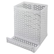 PRODUCTS | Artistic Urban Collection 3.5 in. x 3.5 in. Perforated Steel Punched Metal Pencil Cup/Cell Phone Stand - White