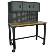JOBSITE STORAGE | Homak 59 in. Collapsible Wood Top Workbench with 3 Door Cabinet