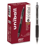 PRODUCTS | uni-ball Signo 207 Medium 0.7 millimeter Retractable Needle Point Gel Pen - Black Ink/Clear/Black Barrel (1-Dozen)