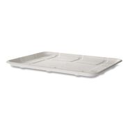 FOOD TRAYS CONTAINERS LIDS | Eco-Products EP-MP8SNFA 10.52 in. x 8.5 in. x 0.5 in. Sugarcane Fiber Meat and Produce Food Trays - White (300/Carton)