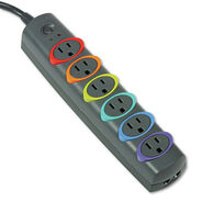 PRODUCTS | Kensington 7 ft. Cord 945 J SmartSockets Color-Coded Strip Surge Protector, 6 AC Outlets - Black