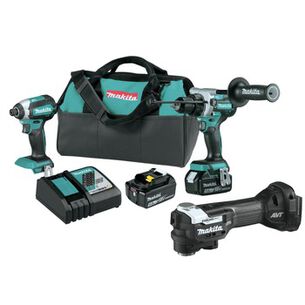 COMBO KITS | Makita 18V LXT Brushless Lithium-Ion Cordless Hammer Drill and Impact Driver Combo Kit with 2 Batteries and StarlockMax Oscillating Multi-Tool Bundle (5 Ah)