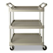 MATERIAL HANDLING | Rubbermaid Commercial FG342488PLAT Economy 3-Shelf Plastic Cart - Platinum