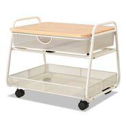 OFFICE CARTS AND STANDS | Safco 21 in. x 16 in. x 17.5 in. 1 Shelf 1 Drawer 1 Bin 100 lbs. Capacity Onyx Under Desk Metal Machine Stand - White