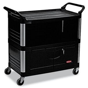 MATERIAL HANDLING | Rubbermaid Commercial 40.63 in. x 20.75 in. x 37.81 in. 300 lbs. Capacity 3 Shelves Plastic Xtra Equipment Cart - Black