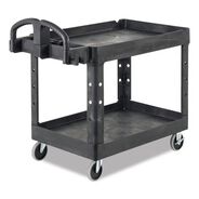 MATERIAL HANDLING | Rubbermaid Commercial 17.13 in. x 38.5 in. x 38.88 in. 500 lbs. Capacity 2 Lipped Shelves Heavy-Duty Plastic Utility Cart - Black