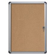BULLETIN BOARDS | MasterVision VT630101690 28 in. x 38 in. Slim-Line Enclosed Cork Bulletin Board with One Door - Tan Surface/Satin Aluminum Frame