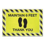 FLOOR MATS | Apache Mills 24 in. x 36 in. Maintain 6 Feet Thank You Message Floor Mats - Black/Yellow