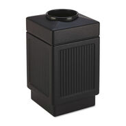 TRASH WASTE BINS | Safco Top-Open 38 Gallon Polyethylene Canmeleon Recessed Panel Receptacles - Black
