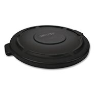 TRASH WASTE BINS | Rubbermaid Commercial 1867532 BRUTE 22.25 in. Diameter Self-Draining Flat Top Lids for 32 Gallon Round BRUTE Containers - Black