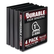 BINDERS AND BINDING SUPPLIES | Samsill 11.5 in. x 8.5 in. 3 Rings 1 in. Capacity Durable D-Ring View Binders - Black (4/Pack)