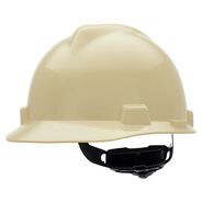 PROTECTIVE HEAD GEAR | MSA V-Gard Slotted Cap with Fas-Trac III Suspension - Light Buff