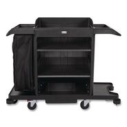 CLEANING AND SANITATION | Rubbermaid Commercial 2202581 24.4 in. x 62.4 in. x 49 in. Full-Size 3-Shelf Housekeeping Cart - Black