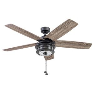  | Honeywell 52 in. Foxhaven Farmhouse Indoor Outdoor Ceiling Fan with Light - Matte Black