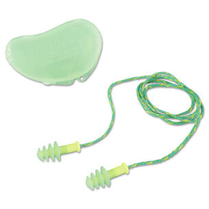 EAR PLUGS | Howard Leight by Honeywell FUS30S-HP 100-Pair Corded Fusion Multiple-Use Earplug - Small, Green/Yellow