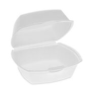 TABLETOP AND SERVEWARE | Pactiv Corp. 5.13 in. x 5.13 in. x 2.5 in. Single Tab Lock Foam Hinged Lid Containers - White (500/Carton)