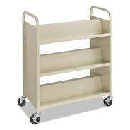 CLEANING AND SANITATION | Safco 36 in. x 18.5 in. x 43.5 in. 300 lbs. Capacity 6 Shelves Metal Steel Double-Sided Book Cart -  Sand