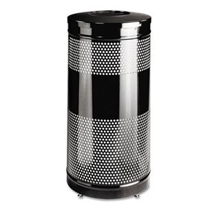 PRODUCTS | Rubbermaid Commercial 25 gal. Classics Perforated Steel Open Top Receptacle - Black