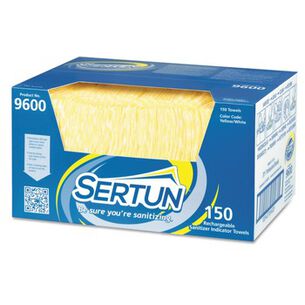 CLEANING WIPES | Sertun 13-1/2 in. Color-Changing Rechargeable Sanitizer Towels - Yellow/White/Blue (150/Carton)