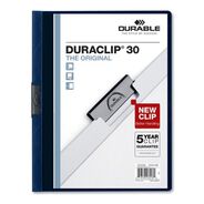 REPORT COVERS AND POCKET FOLDERS | Durable DuraClip 30 Sheet Capacity Letter Size Vinyl Report Cover - Navy/Clear (25/Box)